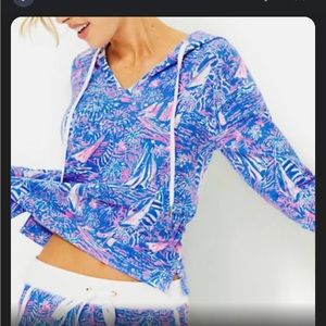 NWT LILLY PULITZER KIAWAH POPOVER HOODIE BOCA BLUE ITS A SAILABRATION
